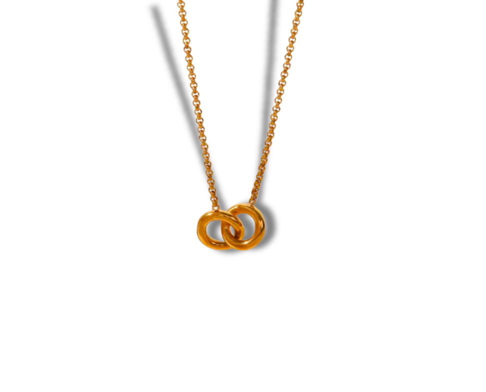 Double Ring Gold Necklace