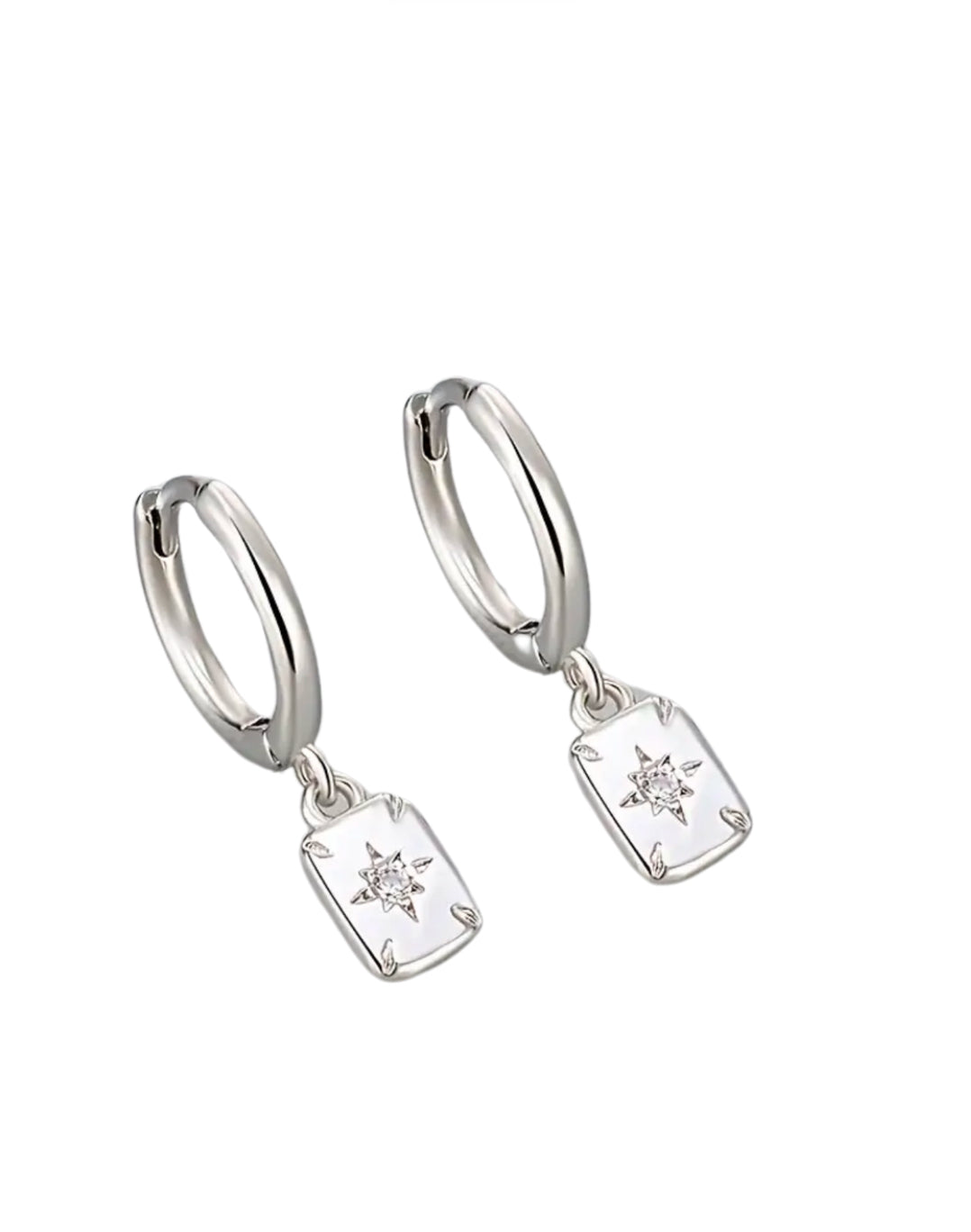 Star Rectangle Huggie Hoop Earrings