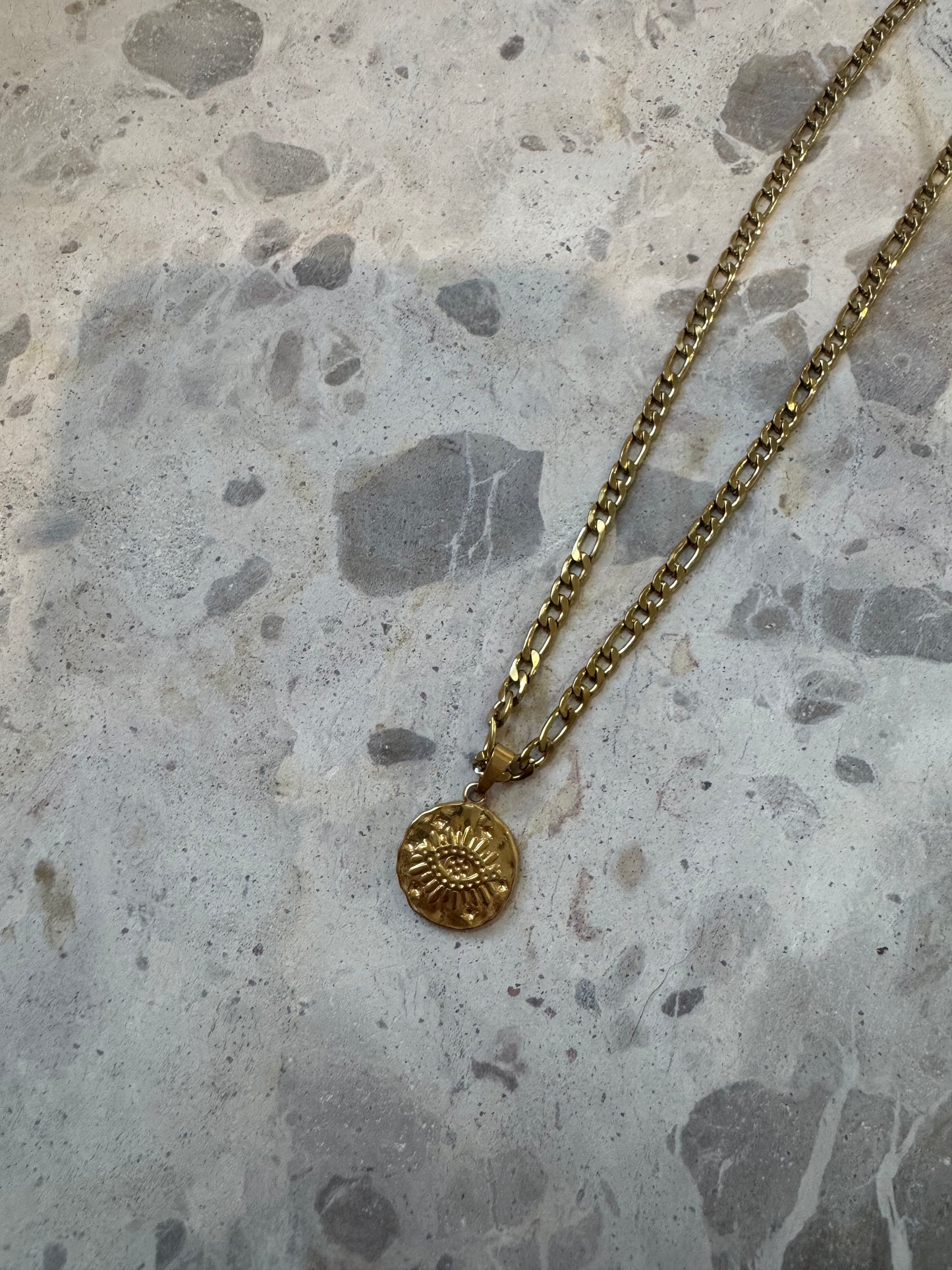 Disk Eye Pendant Gold Necklace