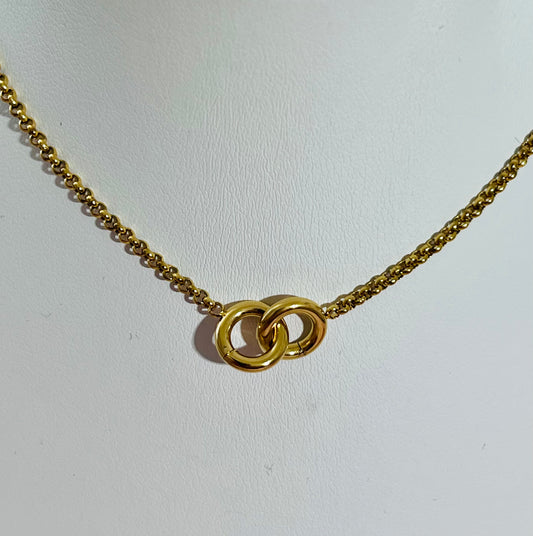 Double Ring Gold Necklace