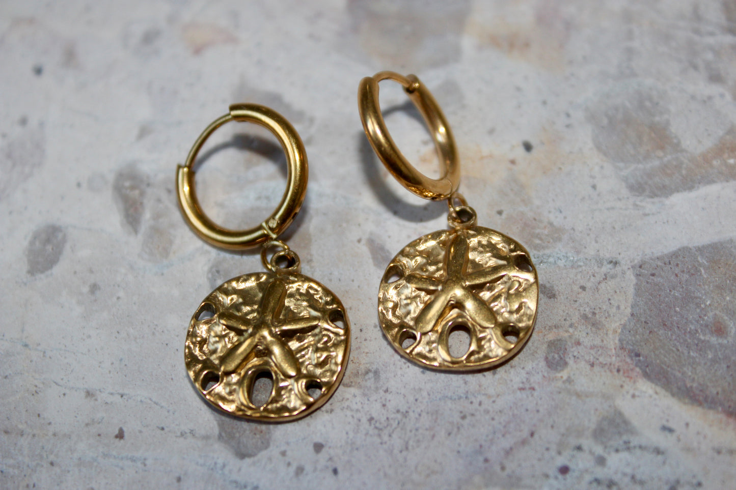 Starfish Sand Dollar Huggie Hoop Earrings