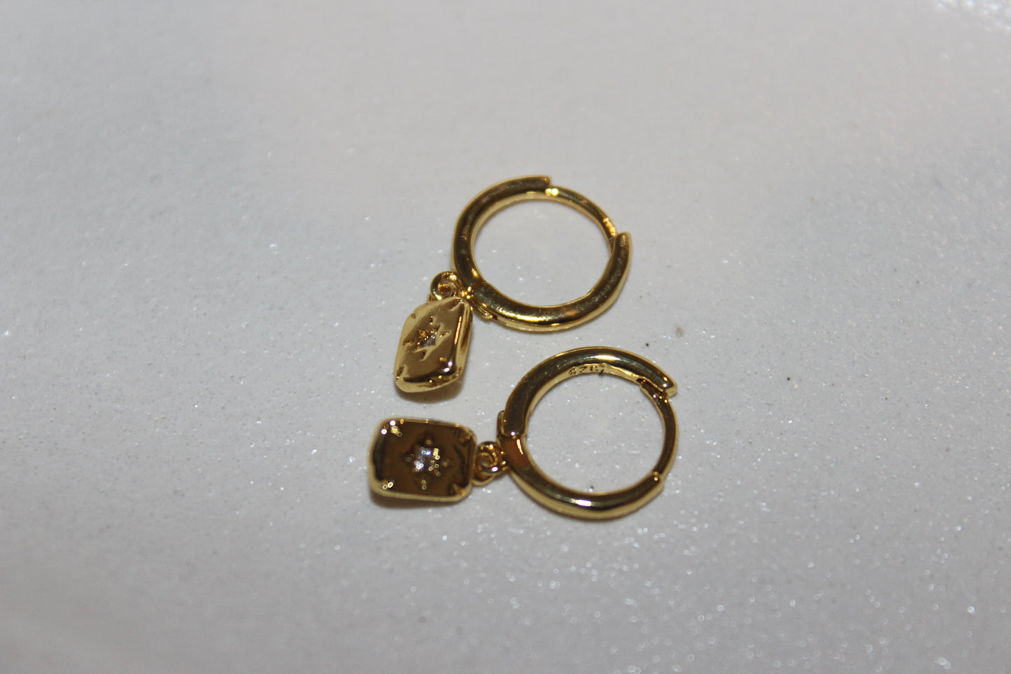 Star Rectangle Huggie Hoop Earrings