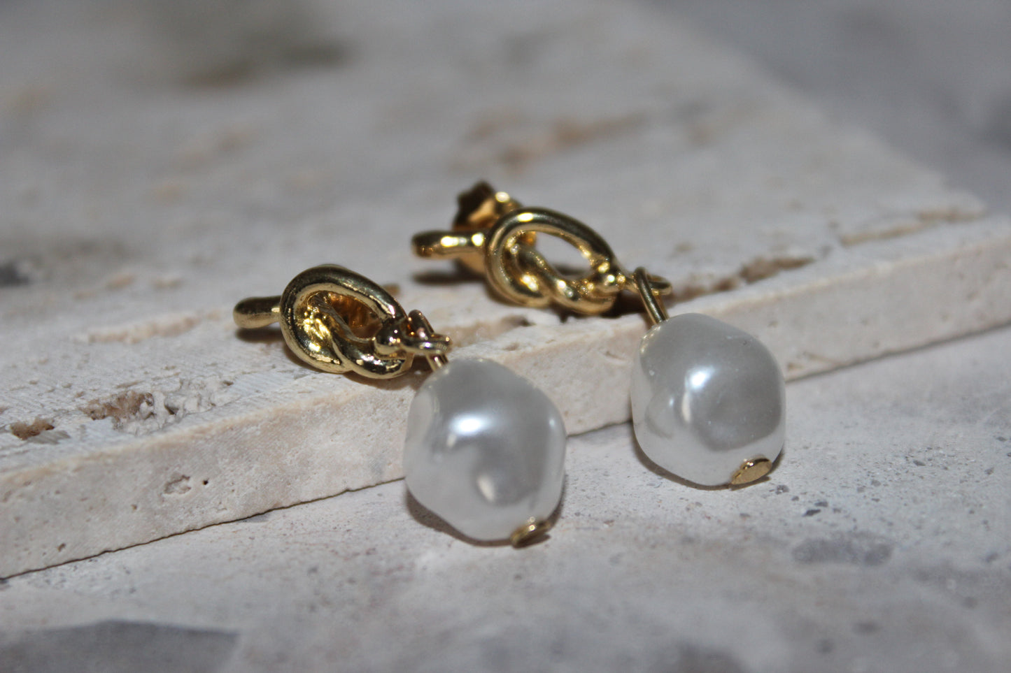 Knot Pearl Drop Earrings