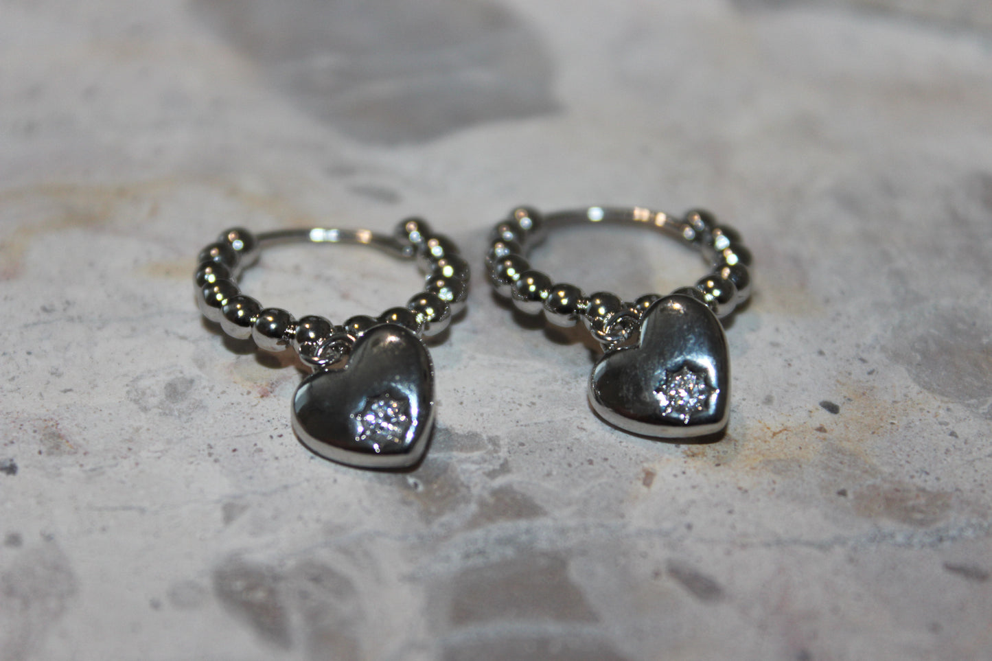 Puff Heart Drop Huggie Earrings