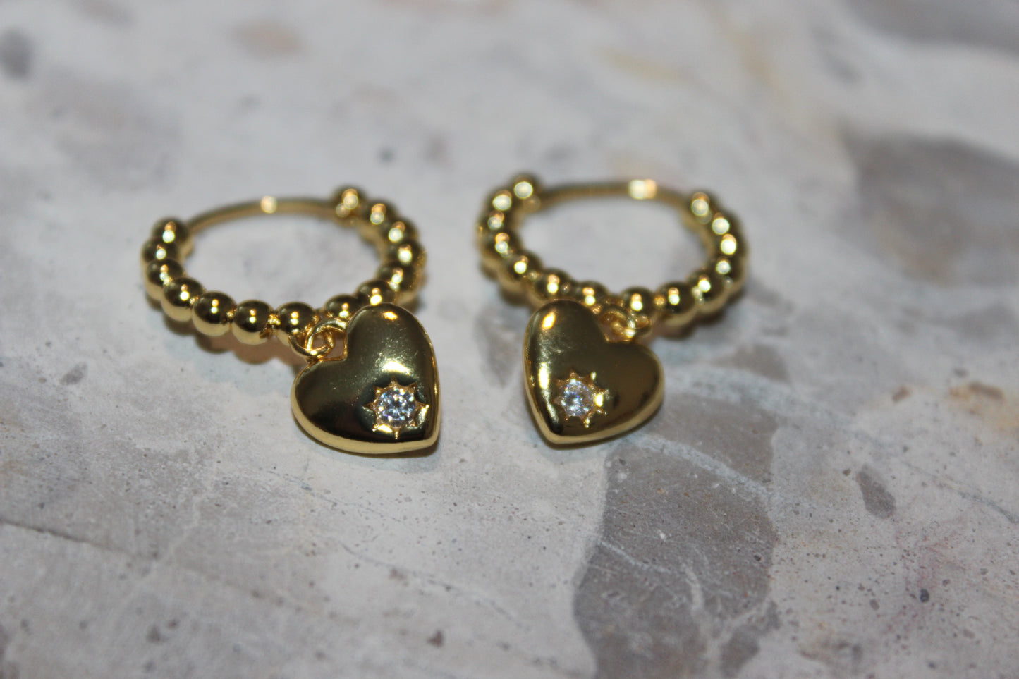 Puff Heart Drop Huggie Earrings